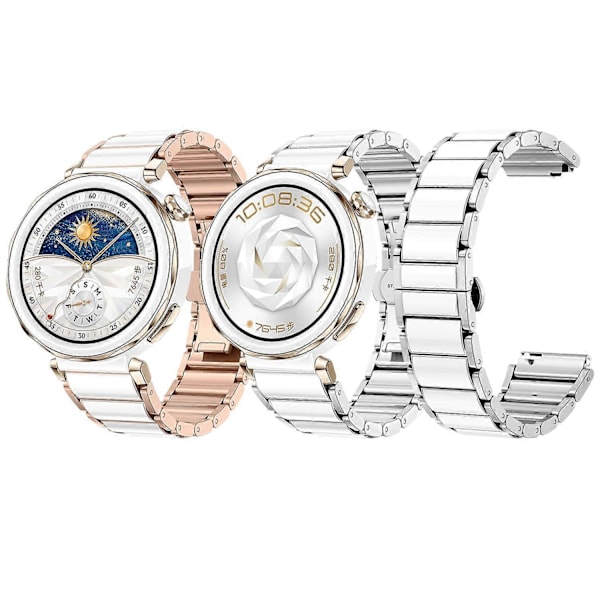 18mm keraaminen metallinen ranneke Huawei Watch GT 5 Pro 42mm GT 5 41mm GT 4 41mm pikakiinnityksellä [HK] White Rose Gold Multicolor