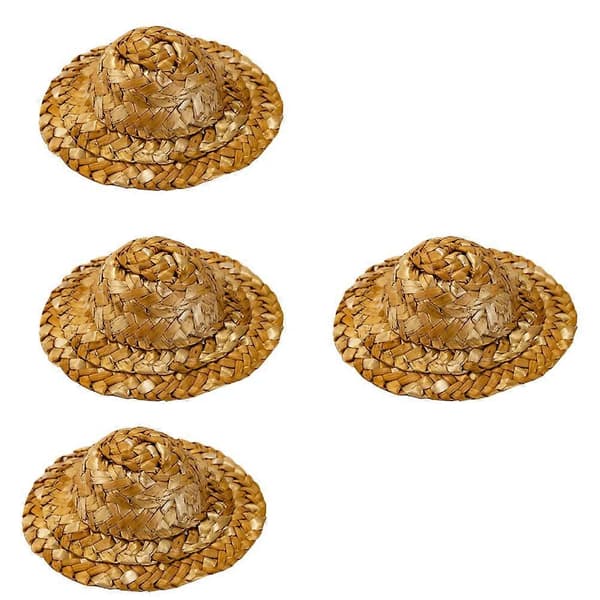 Mini Stråhat Dekoration til Håndværk 4 stk DIY Mini Håndstrikkede Hatte[HK]