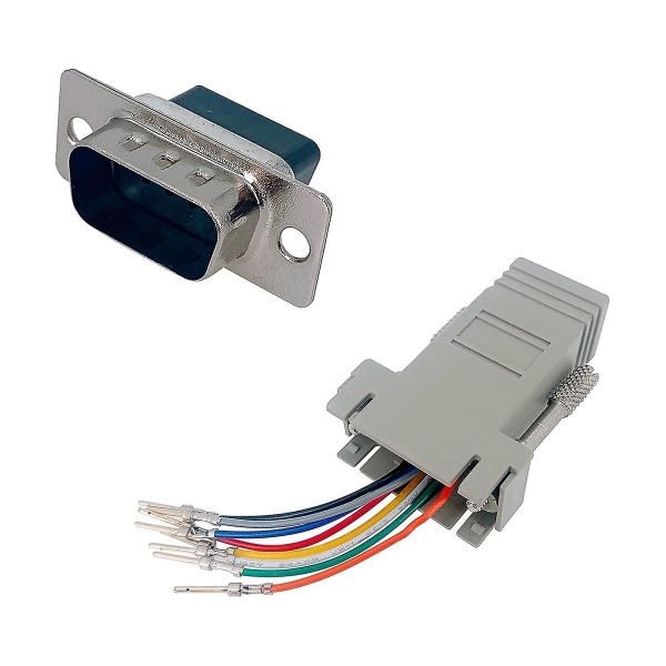 10 stk. Db9 til Rj45 modulært adapter, Db9 til Rj45 hun-stik Ethernet-adapter ([HK])