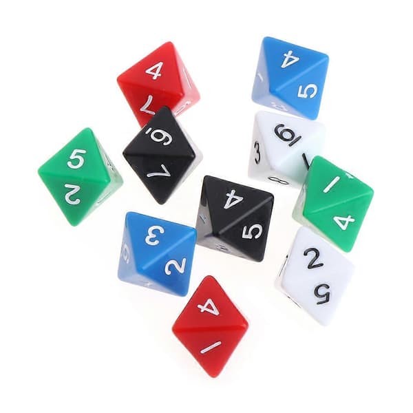 10 stk. 8-sidet akrylterning til familie, fest, bar, brætspil, DND-tilbehør [HK]