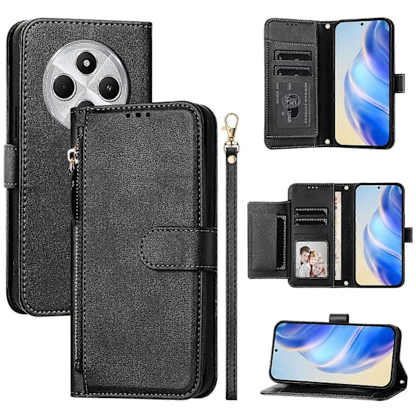Til Xiaomi Redmi 14R 5G Xiaomi Poco C75 4G Xiaomi Redmi 14C 4G Etui Lynlåslomme Flere Kortpladser[HK] Black Multicolor
