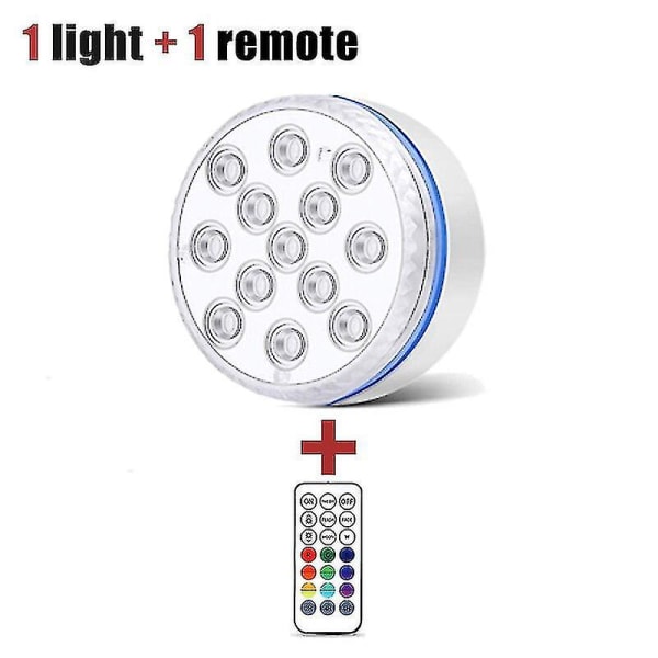 Allasvalo vedenalainen uima-altaan valaistus langaton upotettava LED-valo Ip68 ulkovalaisin akvaarioon kalasäiliöön lampi [HK] 1 light  1 remote 8.5CM