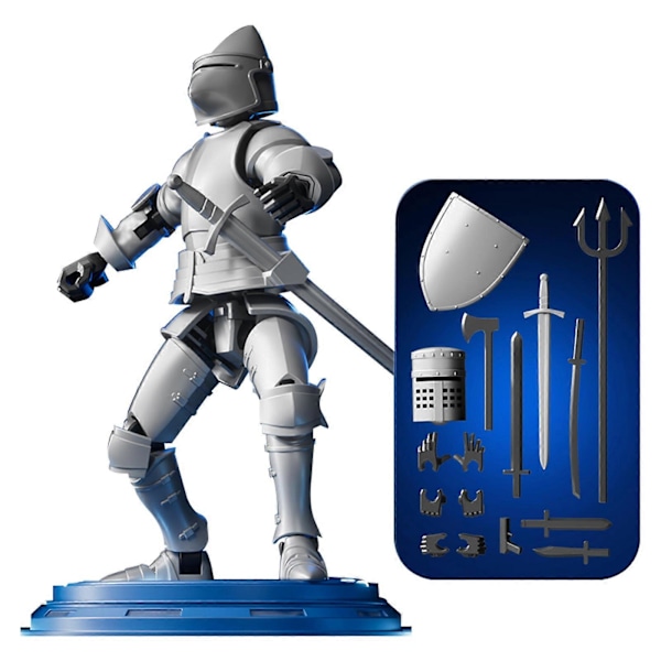 Dummy 13 Robot Actionfigur i rustning, T13 Femte generationens medeltida riddare med vapen och sköldar, helkroppsaktivitetsrobot Silver