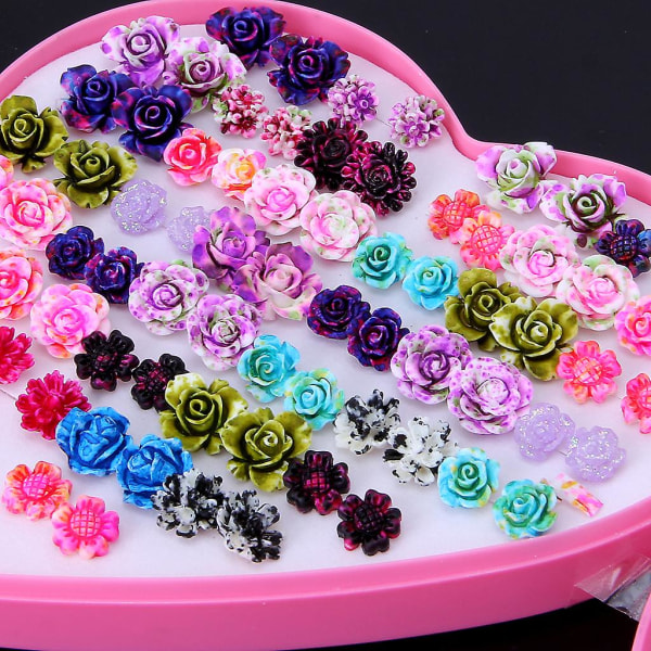 36 par Minimalistiske Stud Øreringe Resin Farverige Blomster Fine Smykker Til Kvinder