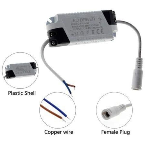 2x LED-driver, 1-3W transformator for LED-taklampe, LED-panelstrømforsyning, DC-kontakt for LED-taklampe (1-3W)[HK]