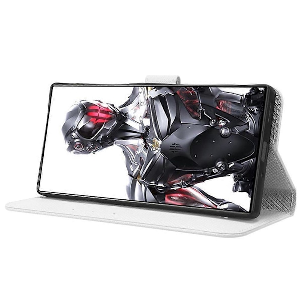 ZTE nubia Red Magic 8 Pro+ 5G / Red Magic 8 Pro 5G timanttikuvioinen PU-nahkainen jalustakansi suojakuori lompakkokotelo [HK] White
