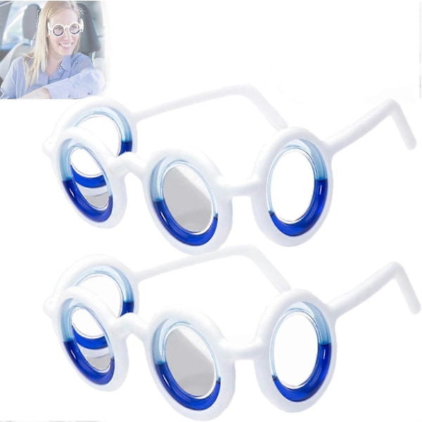 Liikepahoinvointia lievittävät älylasit, kannettavat huimausta estävät nestelasit, pahoinvointia lievittävät lasit lapsille ja aikuisille [HK] 2Pack White