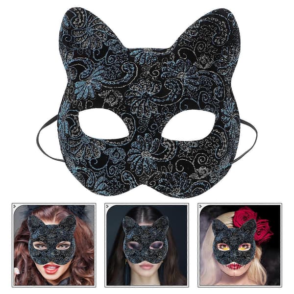 Blå Kat Maske til Maskerade Cosplay Maske med Elastikbånd[HK]