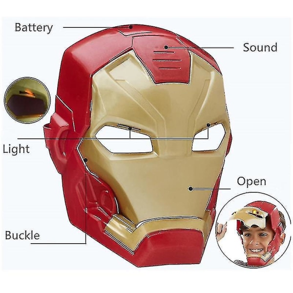 Marvel Avengers 4 Iron Man Captain America Mask Ljus Ljud Öppen Mask För Barn Halloween[HK] A