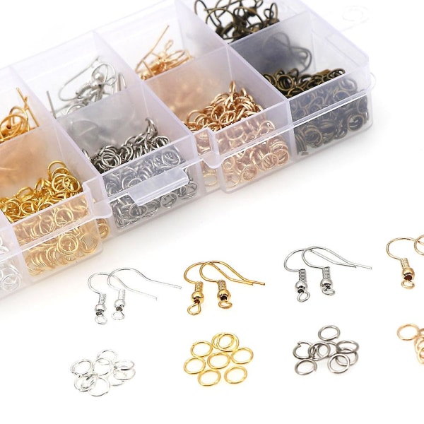 Øreringelåse, øreringekroge, åbne springringe, tilbehør til smykkefremstilling, til fremstilling af gør-det-selv smykker([HK])