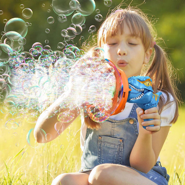 Bubbel Dinosaurie Bubbelmaskin Fläkt Elektrisk Vädermölla Sommar Strand Lekplatsleksaker För Barn[HK] One Size Blue