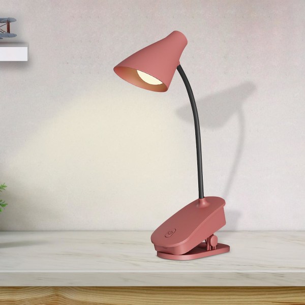 Lampeklemme Skrivebordslys LED-oppbevaring Bærbart skrivebordslys Soverom Nattlampe Nattlys USB-ladegave[HkkK] Pink