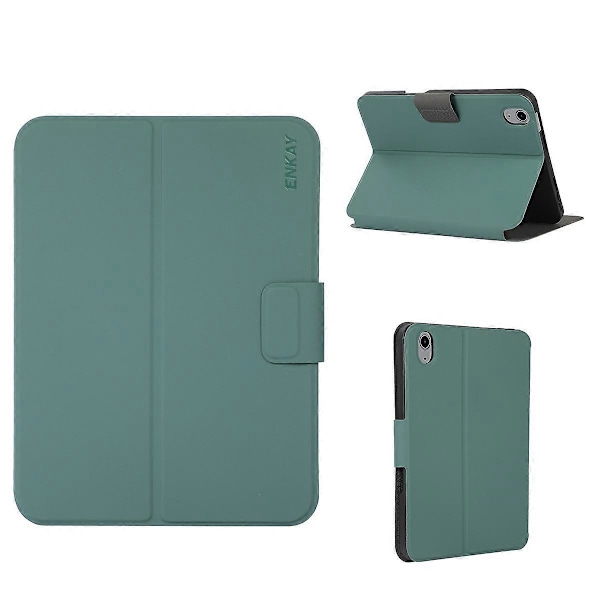 ENKAY PU Læder Smart Case til iPad 10. generation 10.9 2022[HK] Dark Green