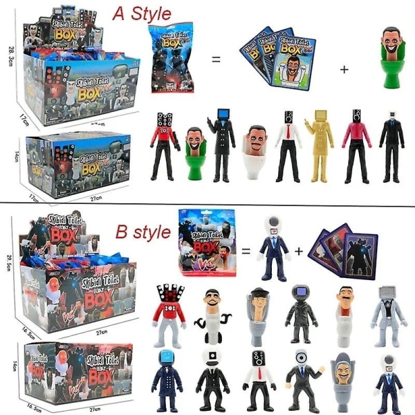 24pack/set Slumpmässig stil Skibidi toalettfigur med kortleksleksak Toalettman vs Monitorman Actionfigur PVC-modelldockor presenter[HK] 24pack opp bag A