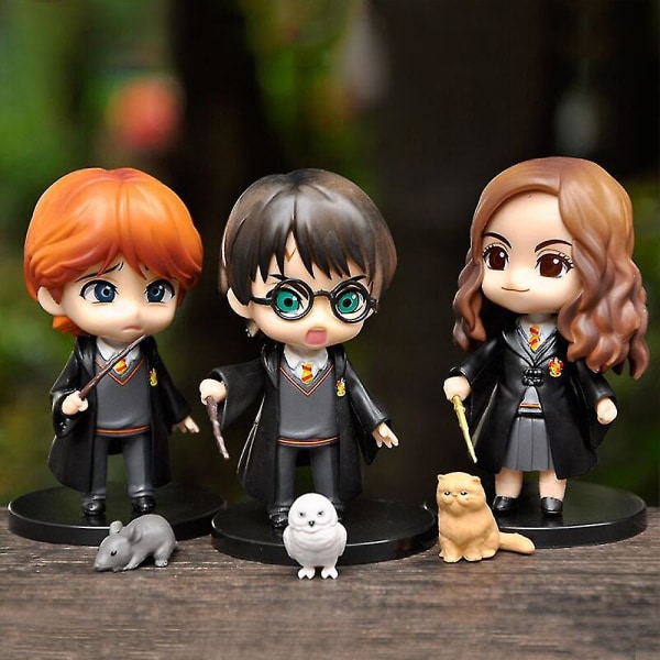 3 st/set Harry Potter Ron Hermione figurer leksak samlarmodell docka leksaker bordstårta dekoration prydnader fans gåva[HK]