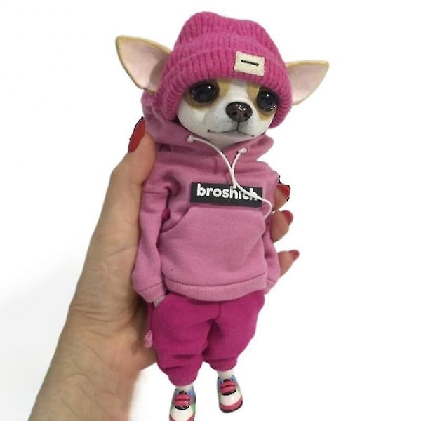 Käsityönä tehty nukke hartsi seisova pentu lelu hahmo Chihuahua Sharpei koira söpö muodikas eläin savi nukke[HK] one size B