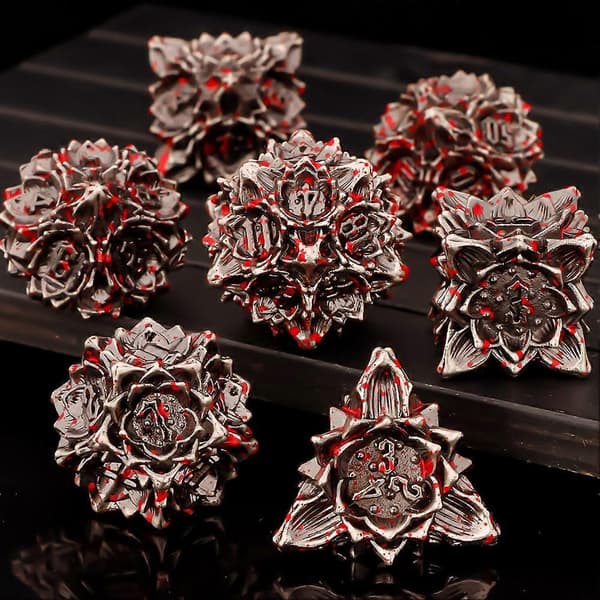 7 stk. polyedriske metallterninger for rollespill, Dungeons & Dragons, rollespillterningsett, DND metall flersidige terninger [HK]