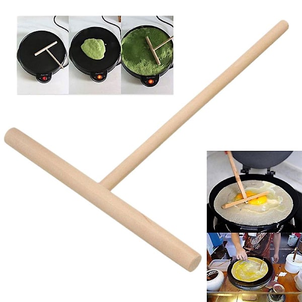 HK Trä Rake Rund Smetpannkaka Crepe Spreader Köksverktyg Kit Diy
