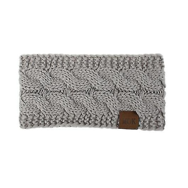 Vinterpannebånd for kvinner i ull, ørevarmere for kvinner pannebånd strikket tykt fleecefôret, vintervarme øreklokker H[HK] Light grey
