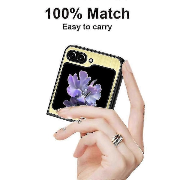 Børstet metalcover i rustfrit stål til Samsung Galaxy Z Flip 5, stødsikre foldbare covers Boris[HK] Gold