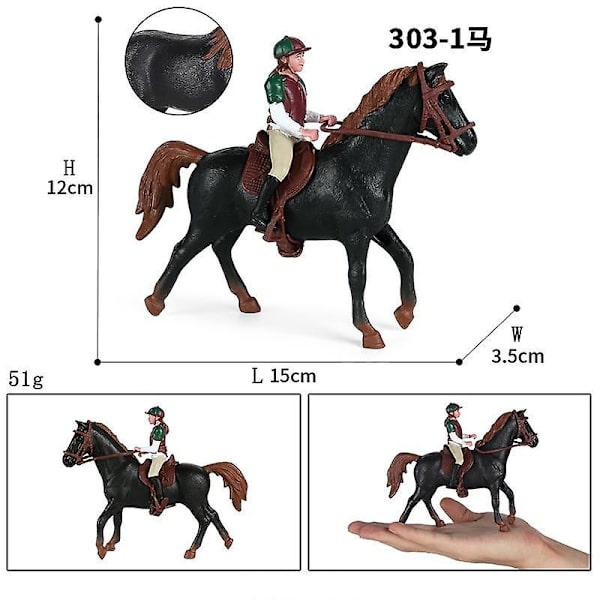 Hollow Farm People Animal Figures Toy Riding Horse Figurine Rider Action Figures Model Educational Model Doll For Kids Gift[HK] Black