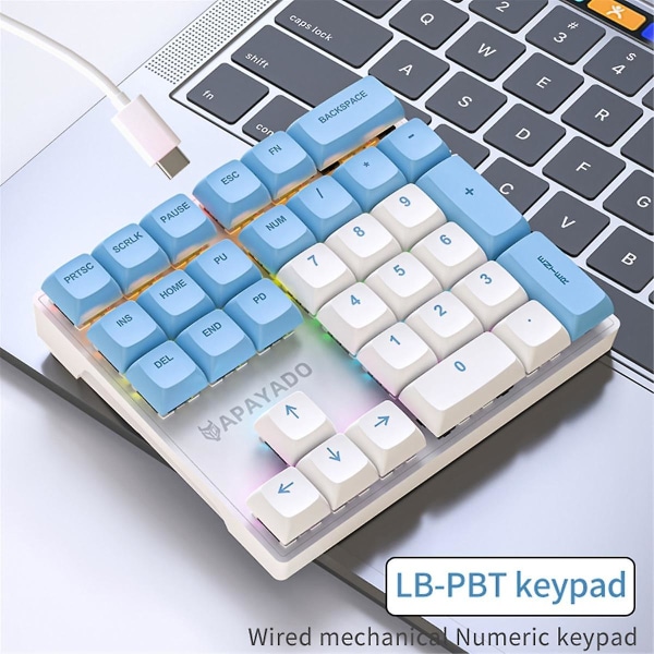 33-taster Kablet mekanisk numerisk tastatur med flerfarvede lys Egnet bærbar numerisk tastatur, B([HK])