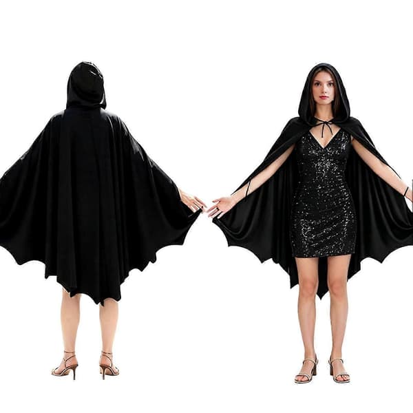 Flagermusvinge hættekappe til Halloween Børn Voksne Kostumefest Outfit[HK] One Size A