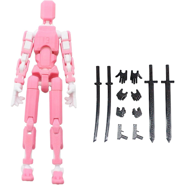 T13 Actionfigur, Titan 13 Actionfigur, 3D-trykt multi-leddet bevægelig T13 Actionfigur, Lucky 13 Actionfigur Dekoration til skrivebordet Gave[HK] Pink