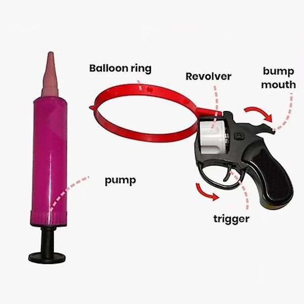 1 Sæt Russisk Roulette Revolver Legetøj med 10 Balloner Bordplade Lykkehjul Ballon Skyder Bar Fest Interaktivt Spil Spøg [HK] Sets as the picture