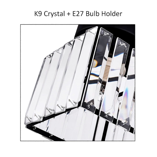 Mini krystalskærm E27 bordlampe med rektangulær lampeskærm sort [HK]