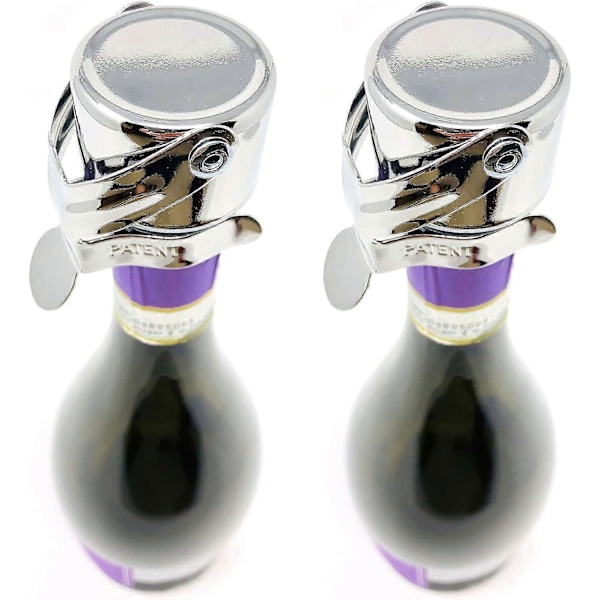 2 st Champagneförslutare - Patenterad försegling (ingen tryckpump behövs) - Professionell Champagneflaskförslutare - Mousserande vin-förslutare [HK] Chrome