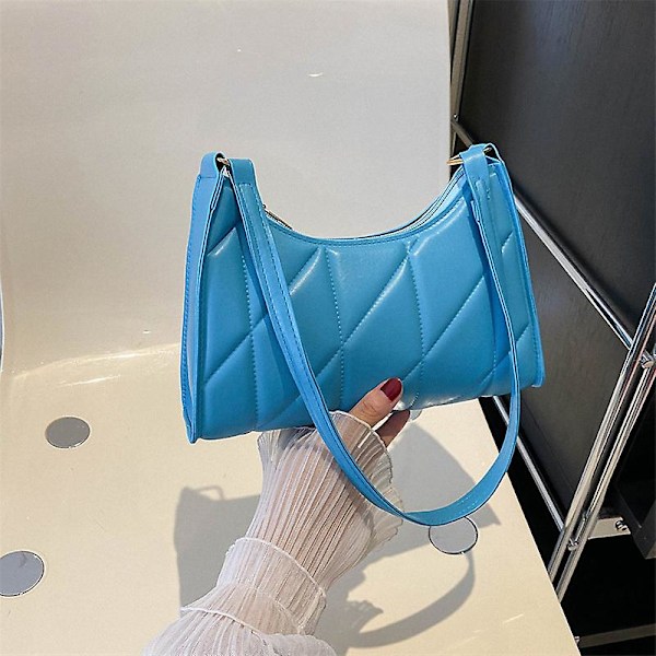 \"PU Lær Rutete Vattert Dame Skulderveske Casual Crossbody Veske Hobo Håndveske\"[HK] 1 Pcs Black