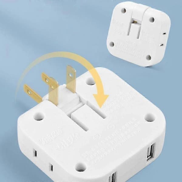 Platt Stiftkontakt med USB-laddningsportar Multifunktioner[HK] White