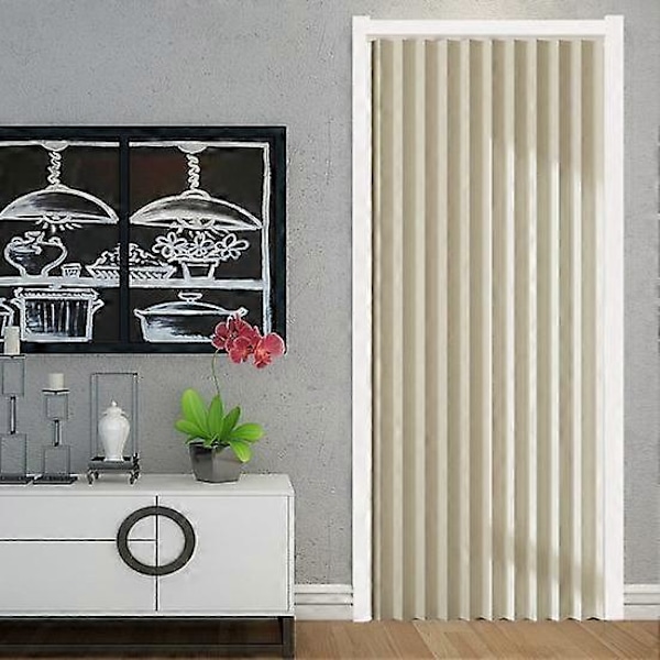 Magnetisk Dörrgardin Punch-fri Vikbar Vindtät Plisserad Sekretessskydd Osynlig Förtjockad Sovrum Vardagsrum Dörröppning Gardin sui[HK] 190cm beige