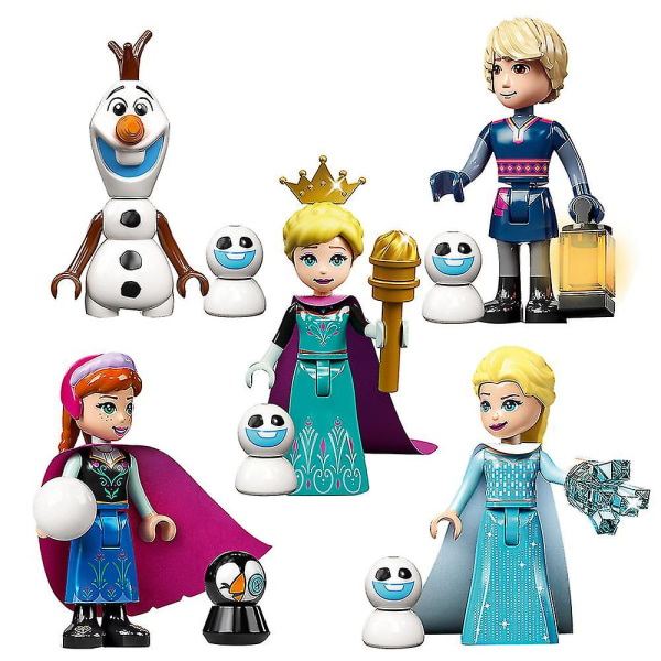 5 st/ set Frozen Series Minifigures Building Blocks Kit, Elsa Anna Mini Actionfigurer Leksaker för barn[HK]