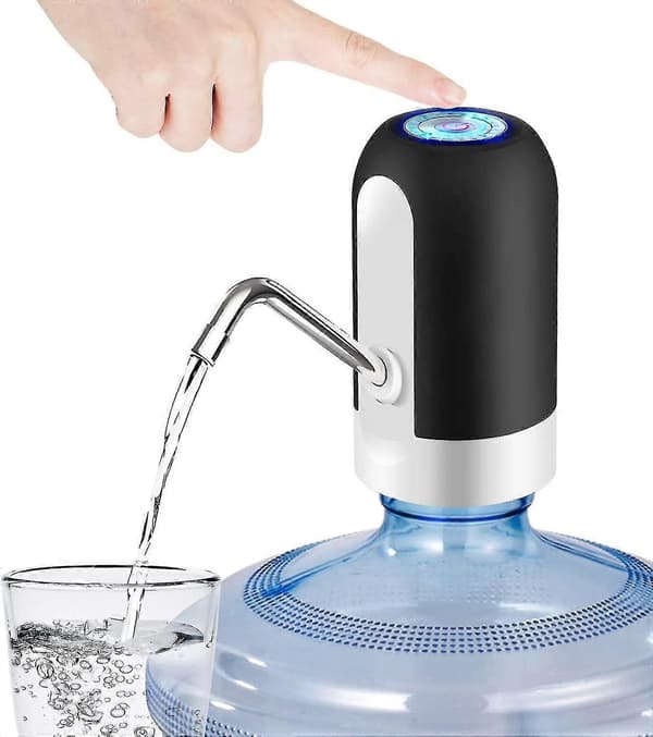 Elektrisk vattenflaskpump, USB-uppladdningsbar automatisk dricksvattenpump, bärbar vattendispenser (svart)[HK]