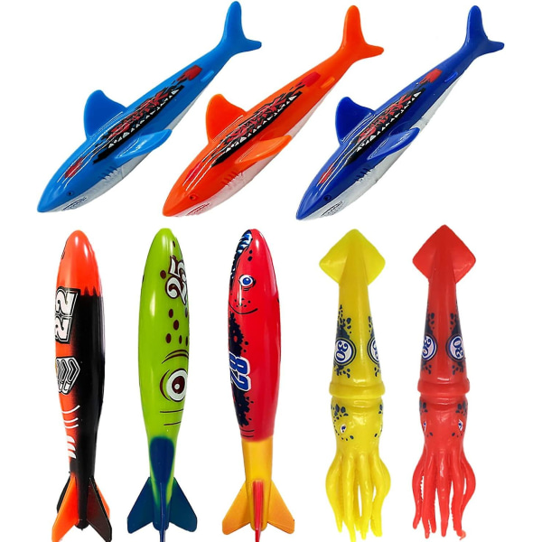 Børnepool Dykning Legesæt, Øv Dykning Og Svømning, Undervands Multifarvet Synkende Blæksprutte (sæt med 6)[HK] Various color classification