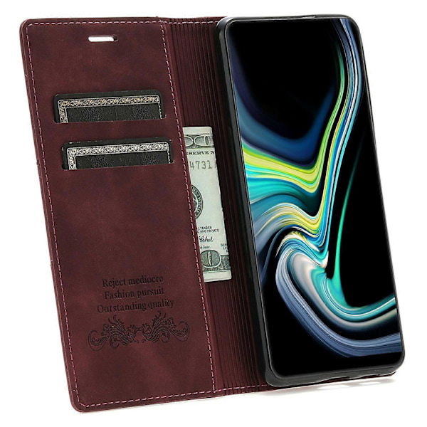 Samsung Galaxy A26 5G Lompakkokotelo Magneettisella Sulkemisella Nahkainen Puhelinkotelo - Musta[HK] Multicolor Wine Red