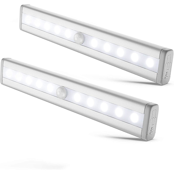 2 kpl LED-yövaloja liikeanturilla, kaapin valaistus, LED-nauha, itseliimautuva, paristoilla [HkkK]