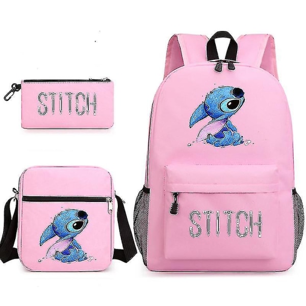 Lilo Stitch rygsæk Tredelt sæt skoletaske[HK] Pink 1