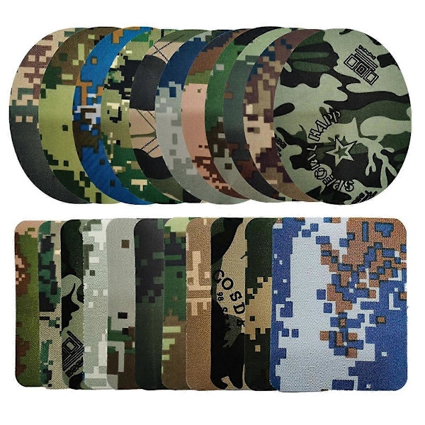 22 Kamouflagemärken Stryk på Märken Applikationer Kläder Reparationsmärken för Jackor Jeans Hattar Väskor[HK] As Shown