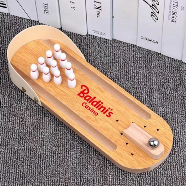 Bordplade Mini Bowling Sæt, Sjove Gaveideer til Voksne, Mini Bowling Sæt i Træ [HK]