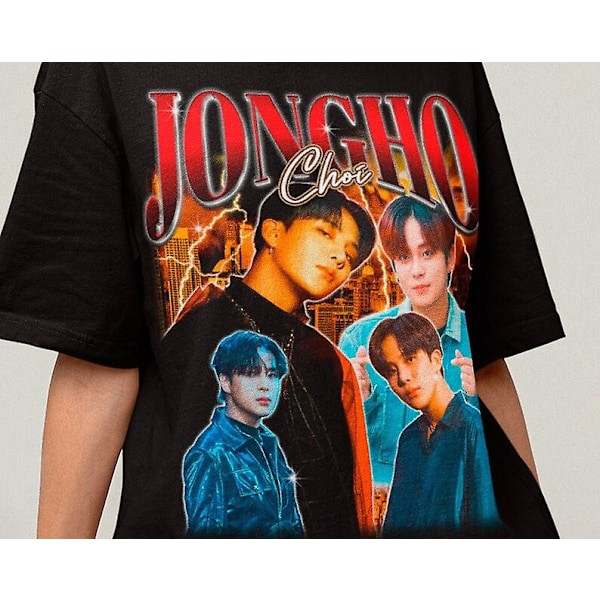 ATEEZ Jongho Retro 90-tals T-shirt - Ateez Tröja - Kpop T-shirt - Kpop Merchandise - Kpop Present till henne eller honom - Ateez Atiny Tröja - Kptgydgcuyhe281[HK] M