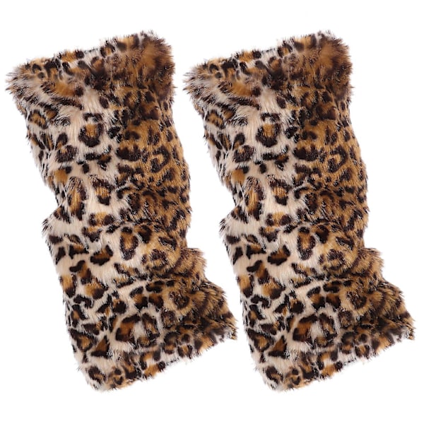 40cm Fuskpäls Benvärmare Plysch Mode Lång Benvärmare Stövelmanschetter Skydd för Kvinnor Flickor (Leopardfärg)[HK] 37.00X20.00X6.00CM Leopard