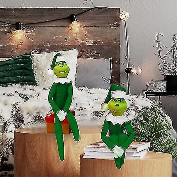 30 cm jouluinen Grinch-tonttunukke Snoop On The Stoop joulu Grinch -juhlatavarat [HK] Green