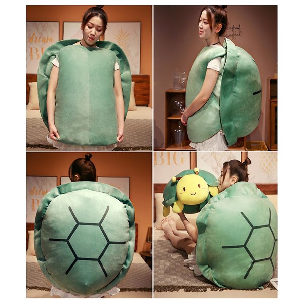 Bærbar skildpaddeskalpude Voksengigantisk skildpaddekostume Funny Dress Up Vægtet skildpaddeplys, stor skildpaddekropspude[HK] green*60cm