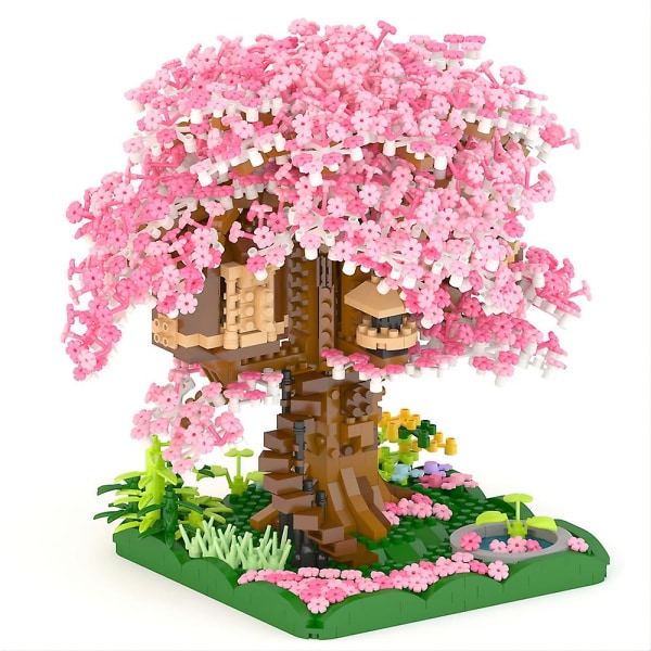 Kirsebærblomst Bonsai Tre Mikro Byggeklosser Sett For Jenter, 2028pcs Mini Klosser Sakura Trehus, Flott Gave Til Barn 14+år [HK]