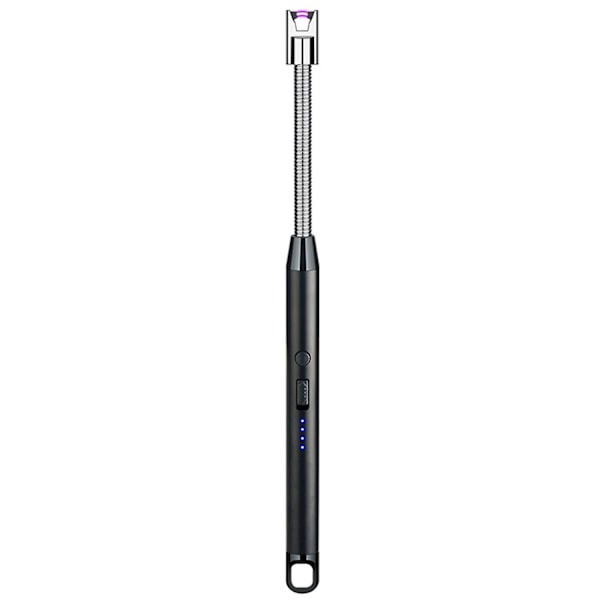 ZHOUBA Elektrisk Tändare med Hängkrok Vindtät Metall USB Uppladdningsbar Tändare Tillbehör[HK] Black