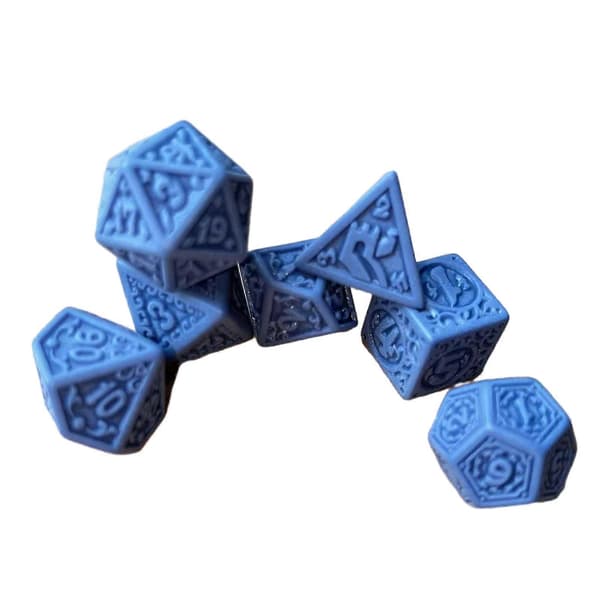 Sæt med 7 polyedriske terninger DND terningesæt Spillebrikker til bordspil Brætspil Dungeons and Dragon tilbehør Blå[HK] Blue