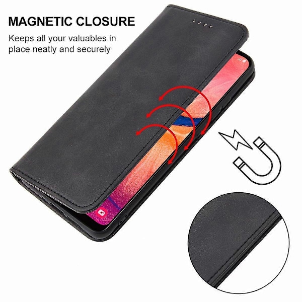 Magnetiskt Läderfodral för Samsung Galaxy A20e [HK] Black